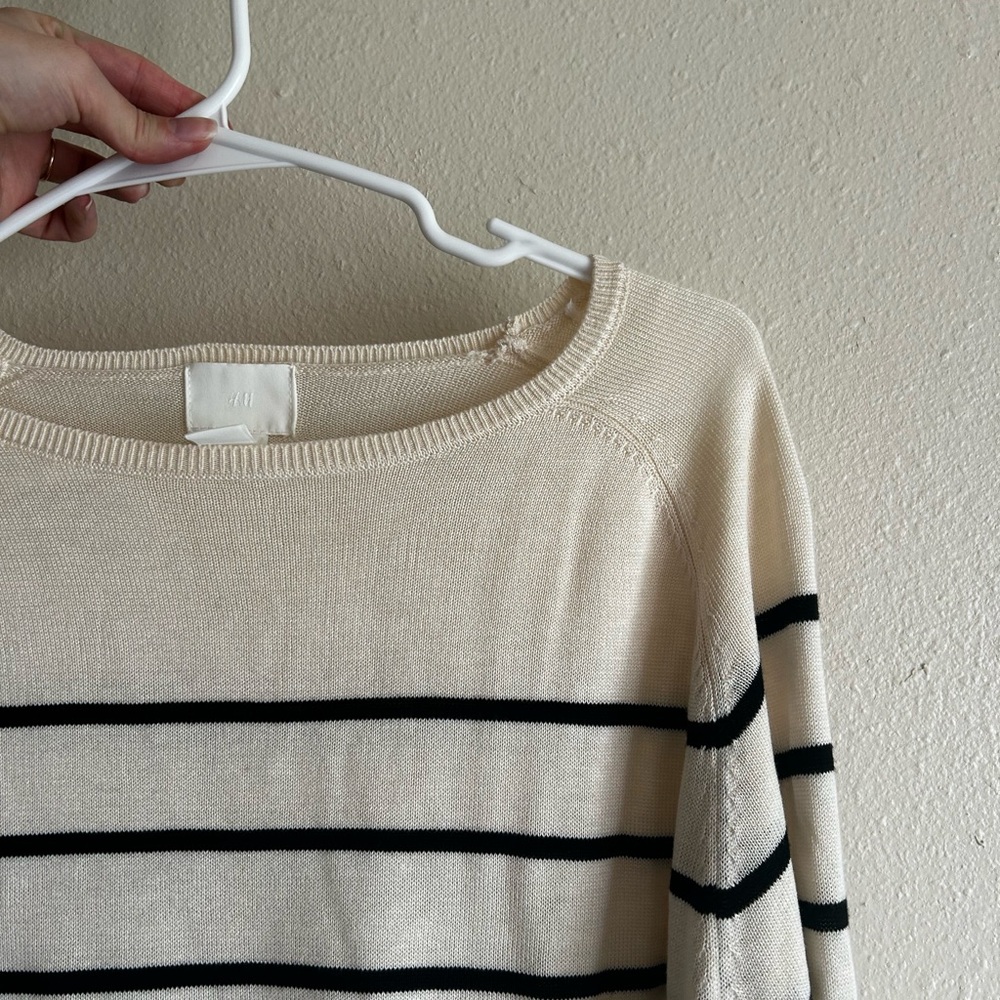 H&M Cream Sweater with Black Stripes
